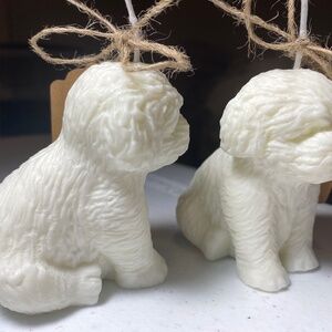 Puppy Mini Candles 2 Decorative Puppies  Scented with Pine for Gifts or Home